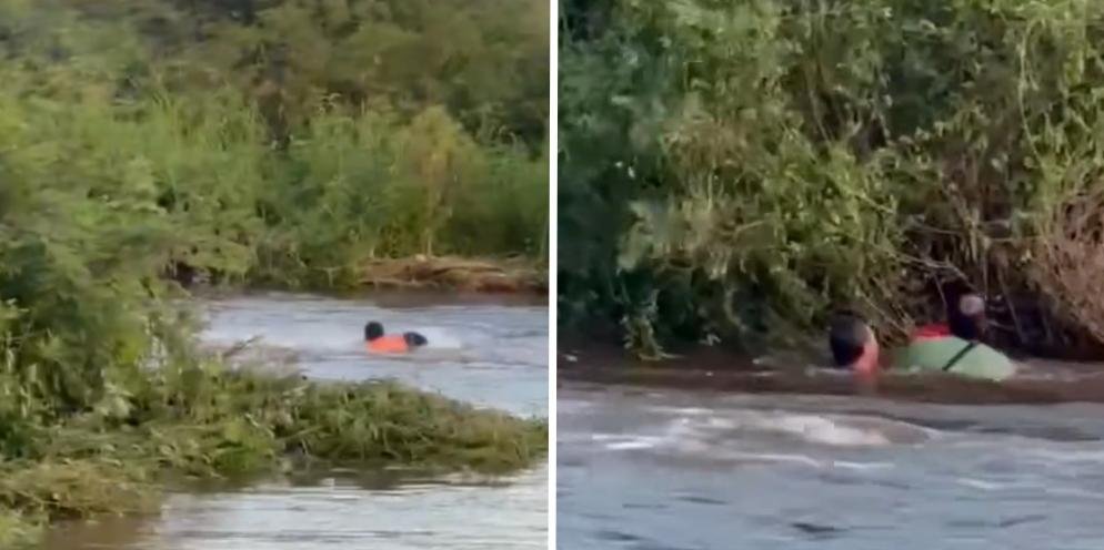 Un bombero de la Policía salvó la vida de personas arrastradas por el agua tras caer de un kayak en La Madrid