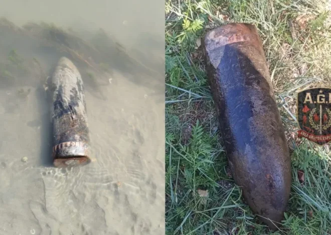 Hallan proyectil de artillería de 152 mm en la orilla del río Chubut