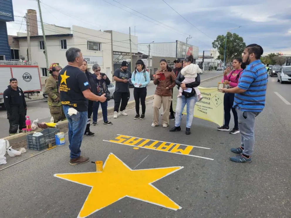 Colocaron una estrella amarilla en Ruta 3 para recordar a Matías Miranda