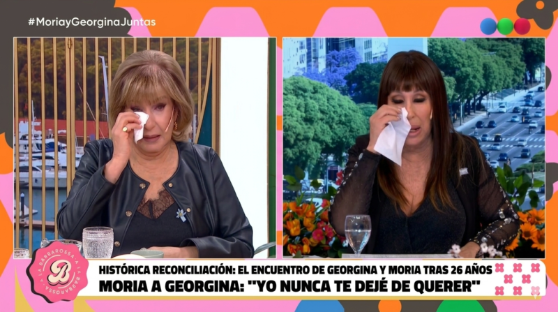 HISTÓRICA RECONCILIACIÓN: Tras 26 años peleadas Moria y  Georgina se amigaron en vivo entre lágrimas y risas.