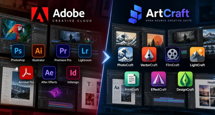 Un programador clonó con IA toda la suite de Adobe y la liberó de forma gratuita